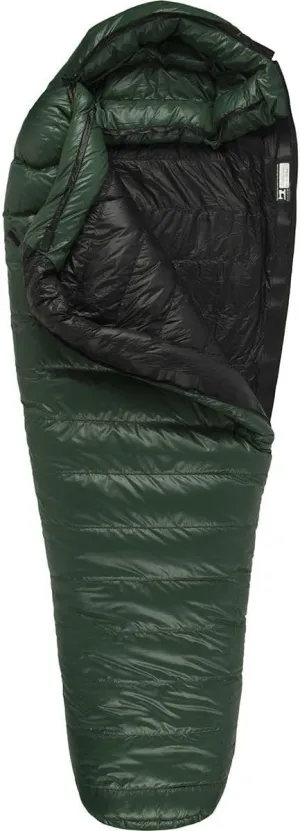 Western Mountaineering Badger MF Sleeping Bag: 15F Down Forest Green, 6ft/Left Zip