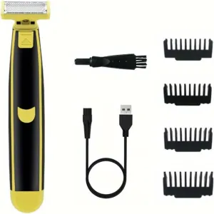 Wet and Dry Rechargeable Electric Shaver for Men, 360 Face Beard Trimmer, Washable Electric Razor with 4 Interchangeable Heads for Facial Body Trimming (1PC)- Model #8