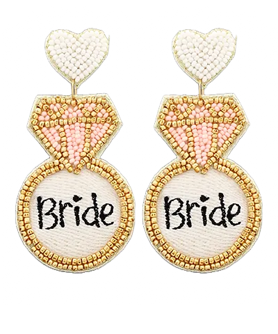 White Bride Diamond Ring Earrings
