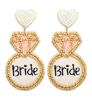 White Bride Diamond Ring Earrings
