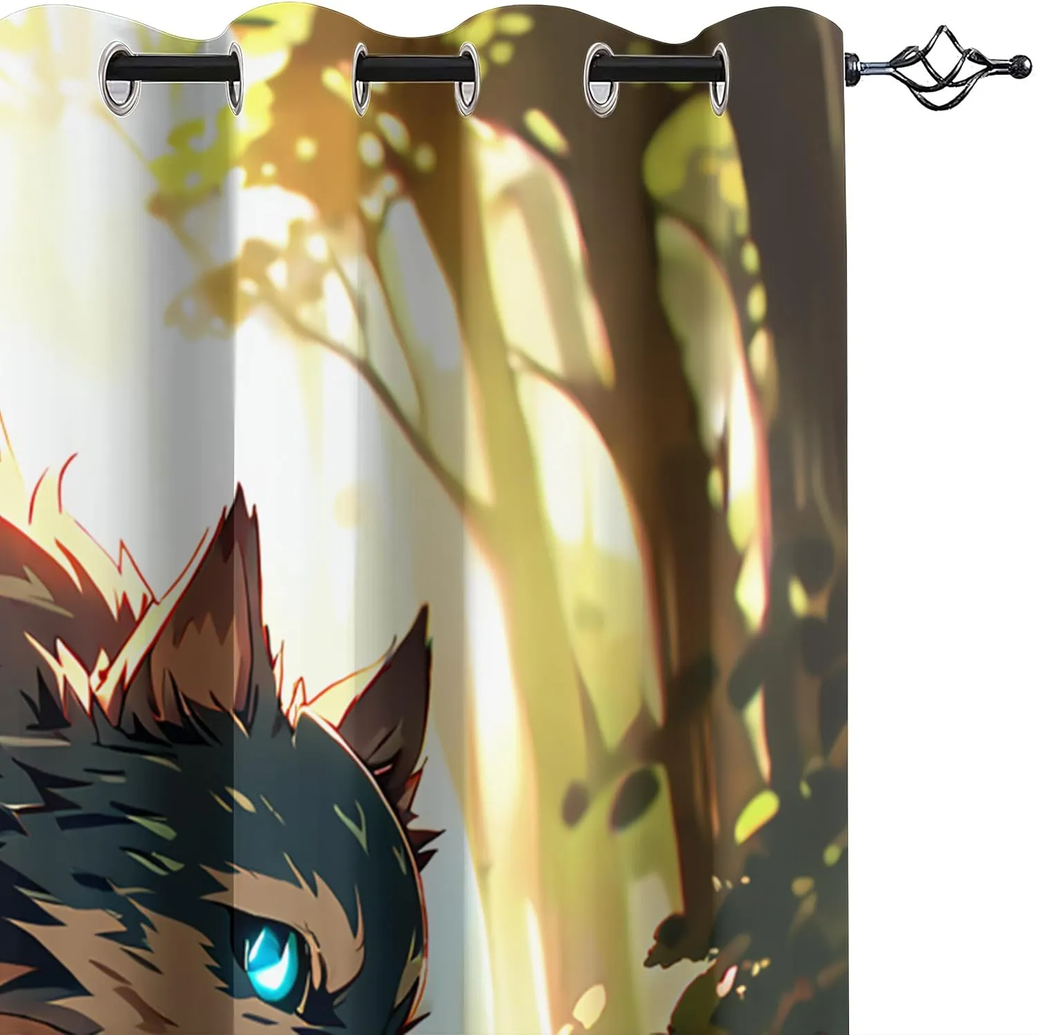 Window Curtain Panels Cartoon Wear Resistant 42" W x 54" L Jungle Running Wolf 2 Panel Sets Blackout Protect Privacy Thermal Insulated with Grommet Drapes for Living Room Bedroom