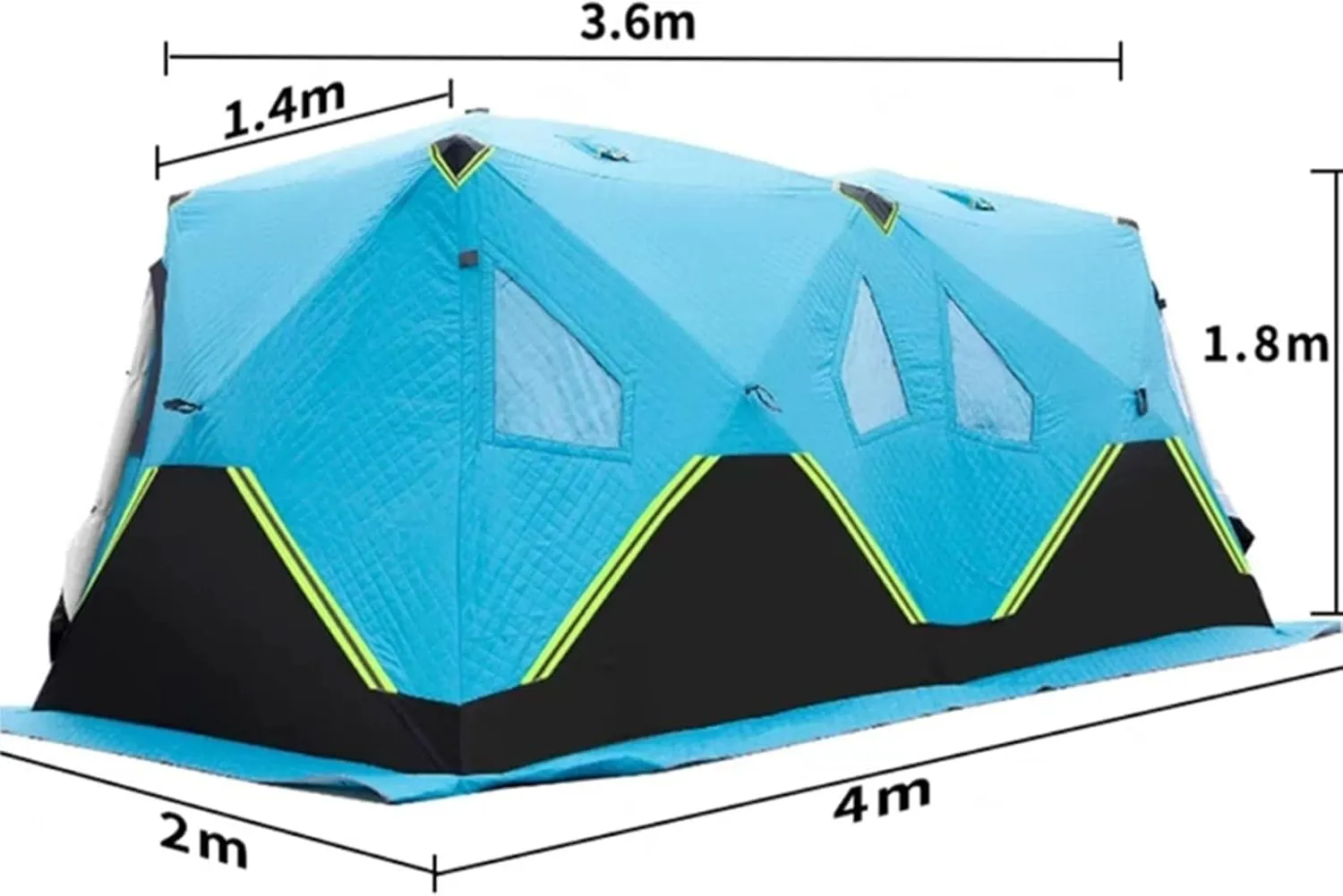 Winter Fishing Tent，Insulated Pop-Up Hub-Style Ice Fishing Shelter, 2-8 Persons Extra Large Ice Fishing Tent with Stove Jack & Carrying Bag(Red2,350X178X200cm)