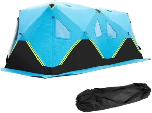 Winter Fishing Tent，Insulated Pop-Up Hub-Style Ice Fishing Shelter, 2-8 Persons Extra Large Ice Fishing Tent with Stove Jack & Carrying Bag(Red2,350X178X200cm)