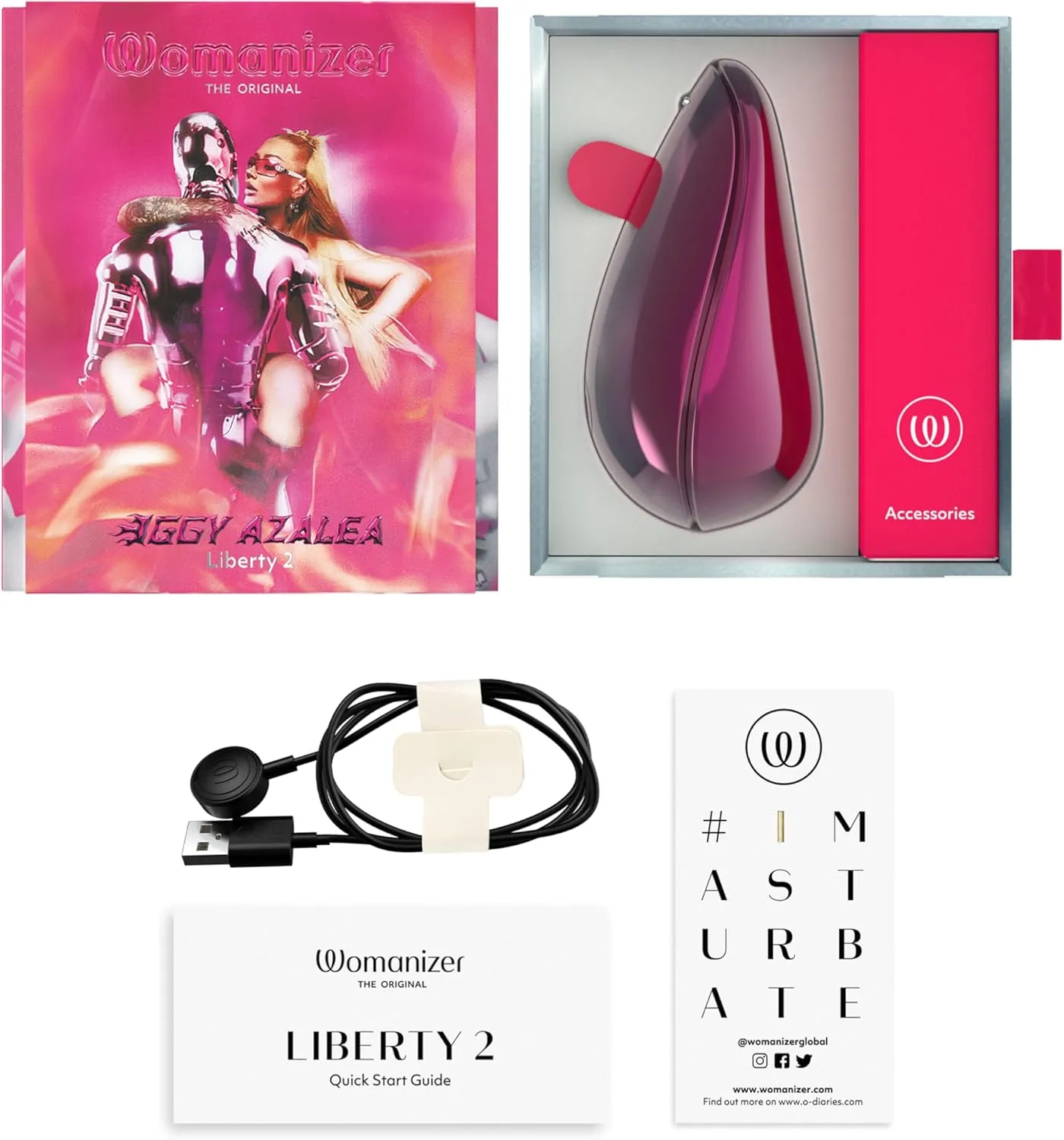 Womanizer x Iggy Azalea Liberty 2 Special Edition Pleasure Air Clit Sucker - Clitoral Suction Vibrator for Women and Couples - 8 Speeds - Waterproof Adult Sucking Sex Toy - Rechargeable - Metal Pink