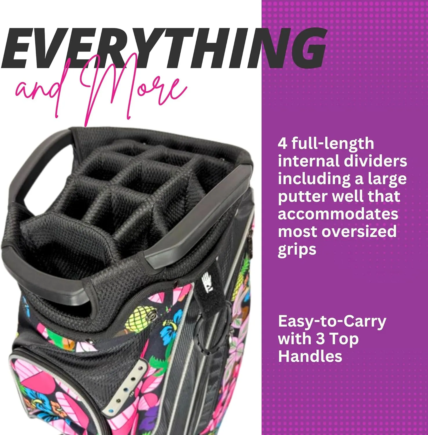 Women’s Golf Cart Bag – Taboo Fashions Resort Collection Lightweight 14-Way Ladies Bag with Cooler, Rain Hood, 7 Zippered Pockets, Tee Holder & More