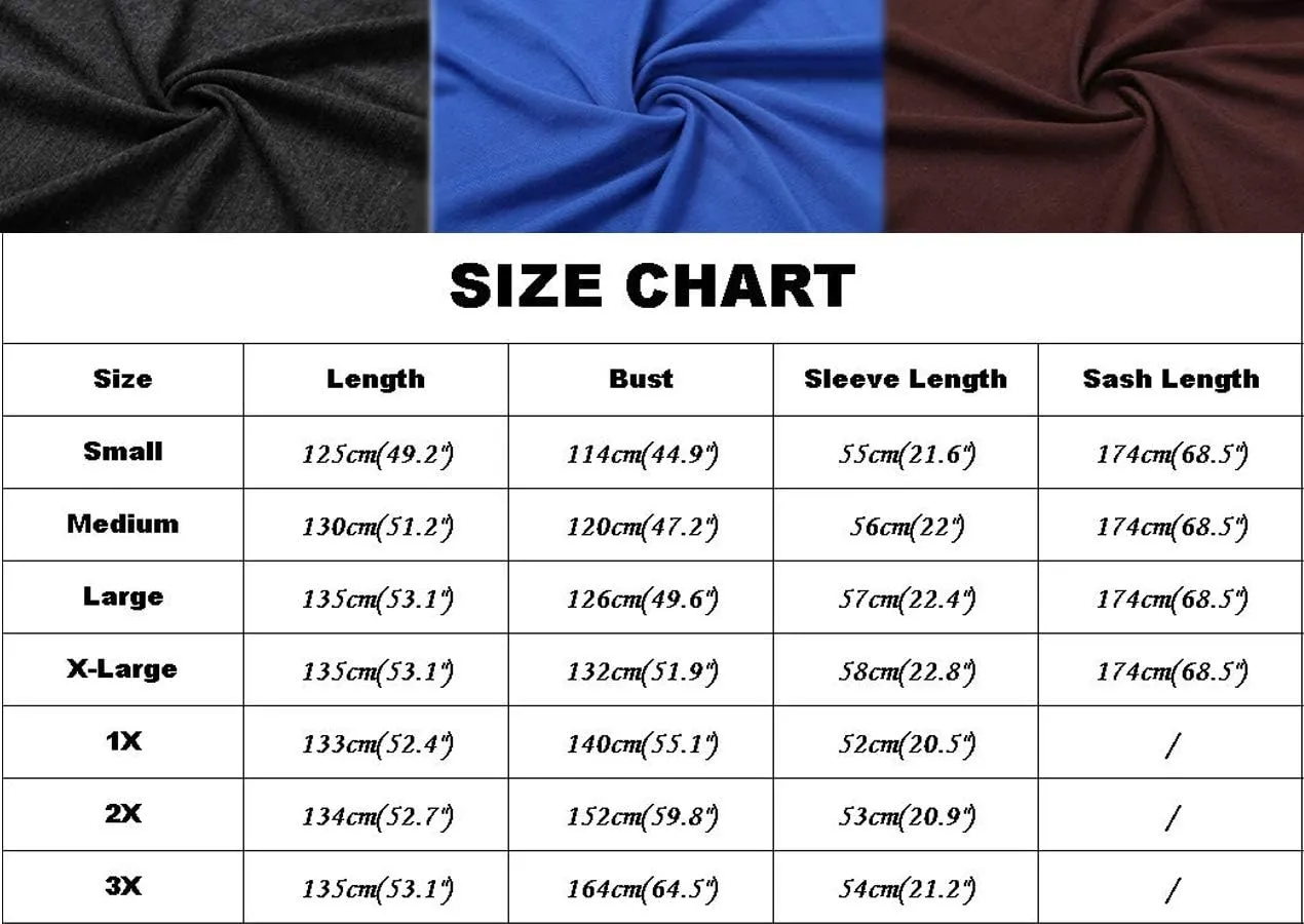 Women's Long Robes Soft Kimono Bathrobe Lightweight Sleepwear Maternity Dressing Gown Knit Wrap House Loungewear