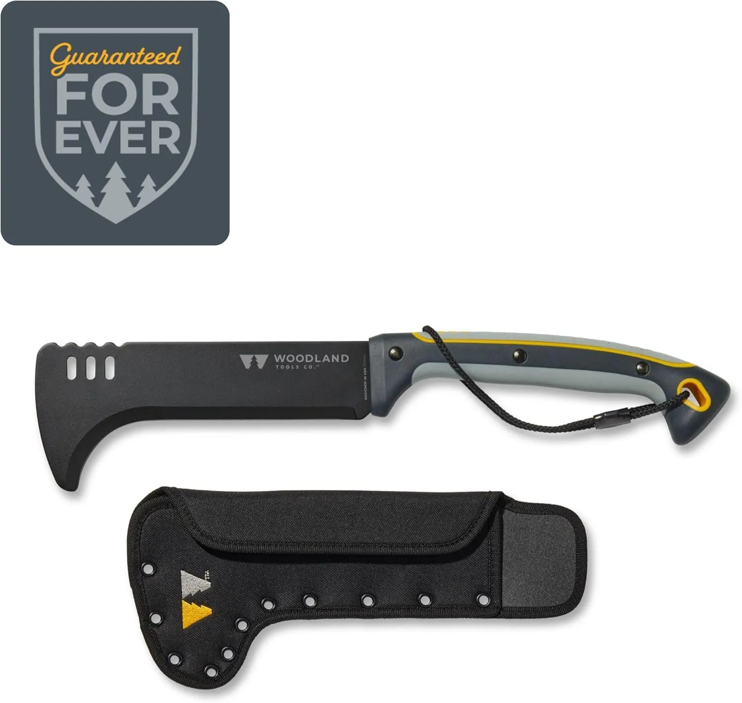 Woodland Tools Co. Super Duty Brush Axe with Sheath, Clearing Machete, Bushcraft, Billhook Sickle, Trail Maintenance, Camping, Hunting (11-8003-100)