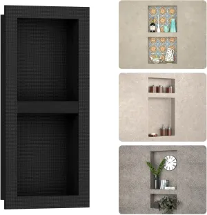 XPS Shower Niche Insert Tile Ready 16" x 32", Niche for Shower Wall, Black Niche Wall Shelf, Shower Boxes with Removable Shelf