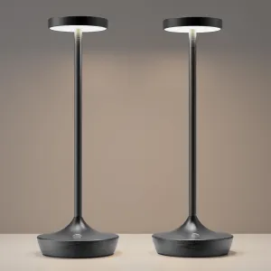 YHT Cordless Table Lamp Rechargeable,6000mAh Battery Operated LED Desk Lamp,Portable Outdoor Waterproof 3-Color Touch Dimmable Table Lights for Dining/Patio/Restaurant/Home (Black 2P)