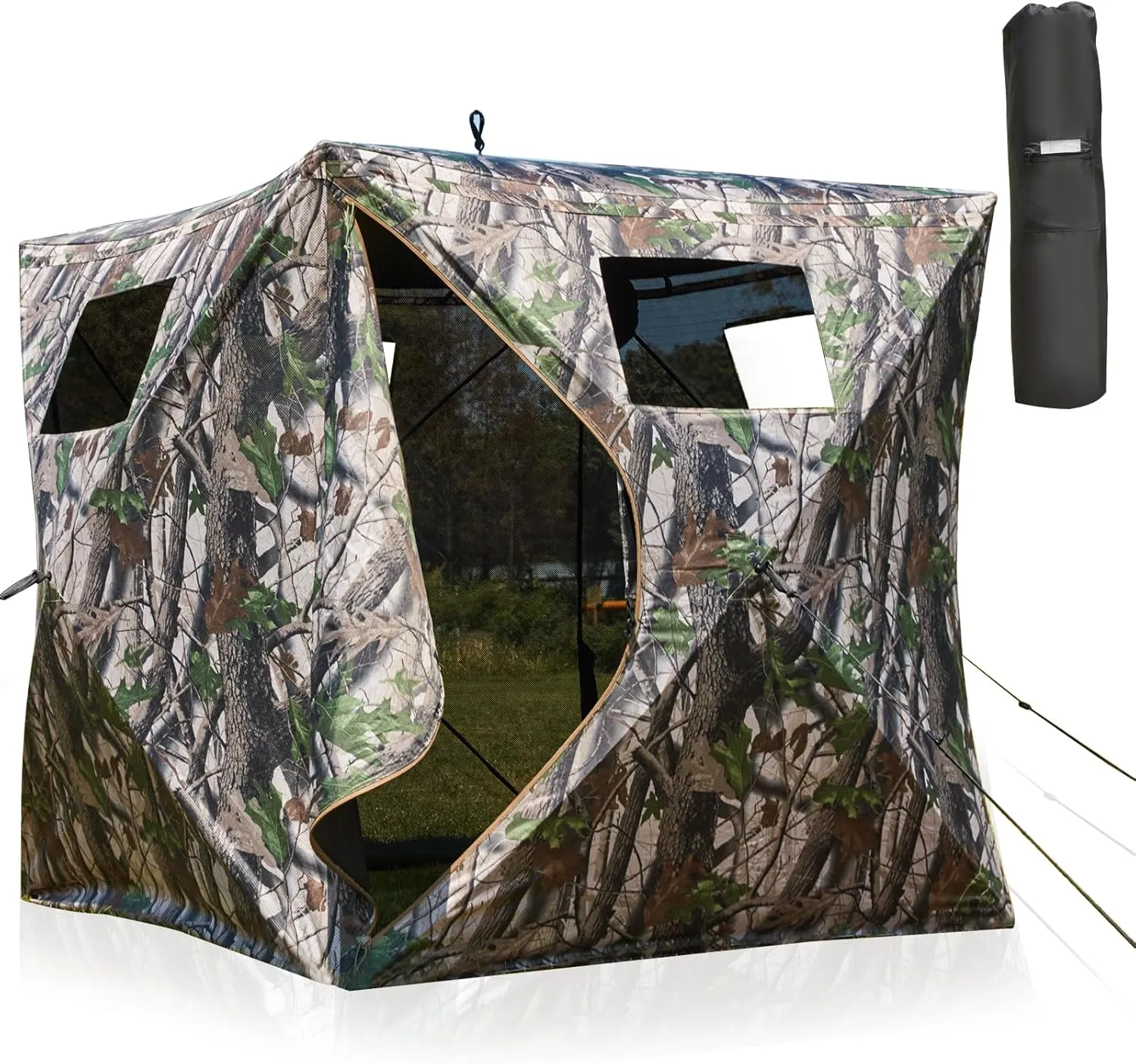 YOLENY See-Through Hunting Blind, Portable Pop Up Ground Blind with Carrying Bag - Resilient Tent, Zip Door & Silent Windows for Deer & Turkey Hunting