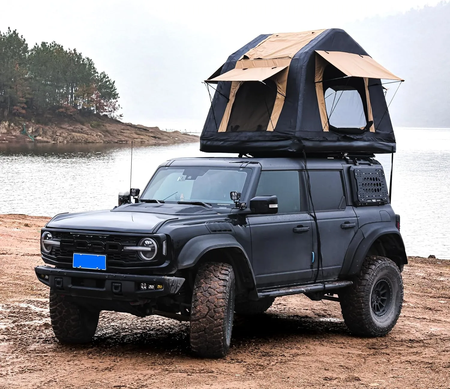 Your Camping Experience with a 4x4 Roof Top Inflatable Tent, Quick Setup, Easy, Khaki & Black Design