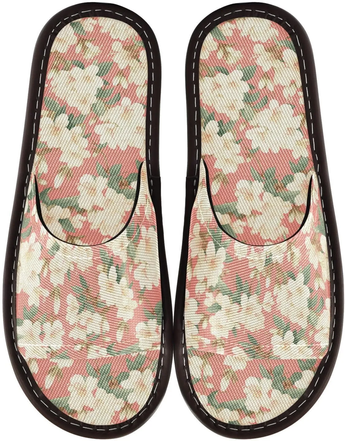 Yuiboo Tropical White Florals Men Women Spa Shower Slippers Washable Dorm Home Slides for Home Home Indoor