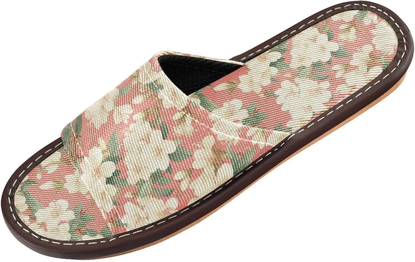 Yuiboo Tropical White Florals Men Women Spa Shower Slippers Washable Dorm Home Slides for Home Home Indoor