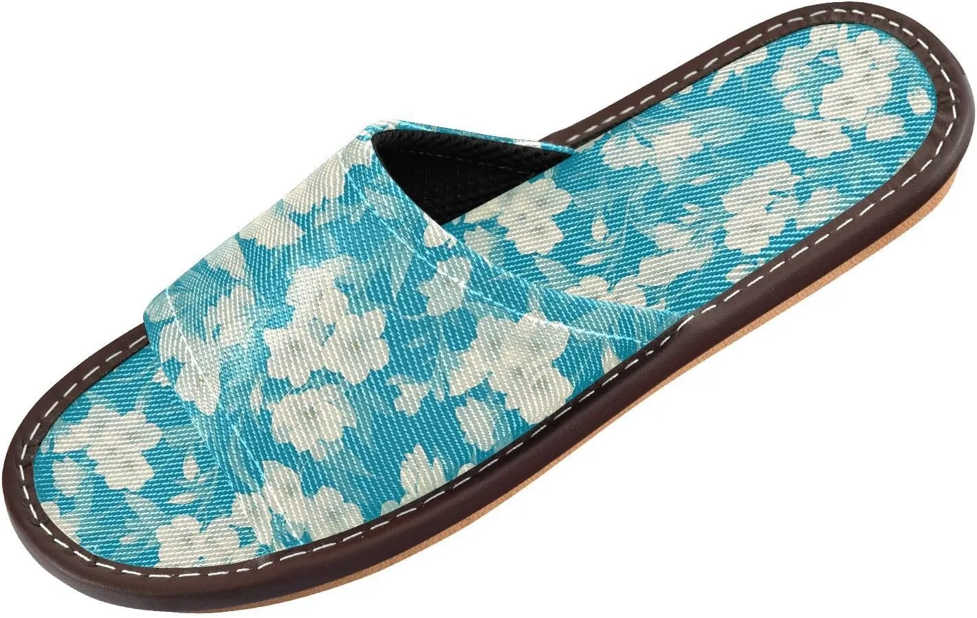 Yuiboo Unique Phlox Turquoise Womens Casual Shower Slippers Reusable Dorm Home Slides for Beach Hotel Indoor