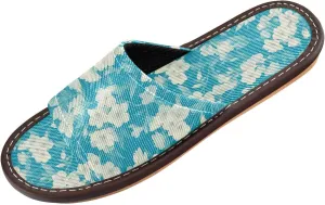 Yuiboo Unique Phlox Turquoise Womens Casual Shower Slippers Reusable Dorm Home Slides for Beach Hotel Indoor