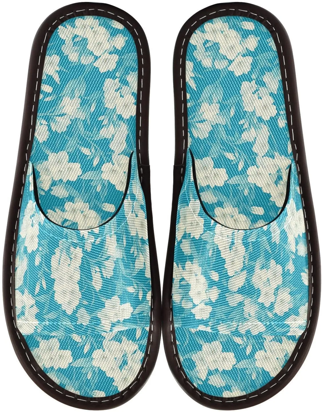 Yuiboo Unique Phlox Turquoise Womens Casual Shower Slippers Reusable Dorm Home Slides for Beach Hotel Indoor