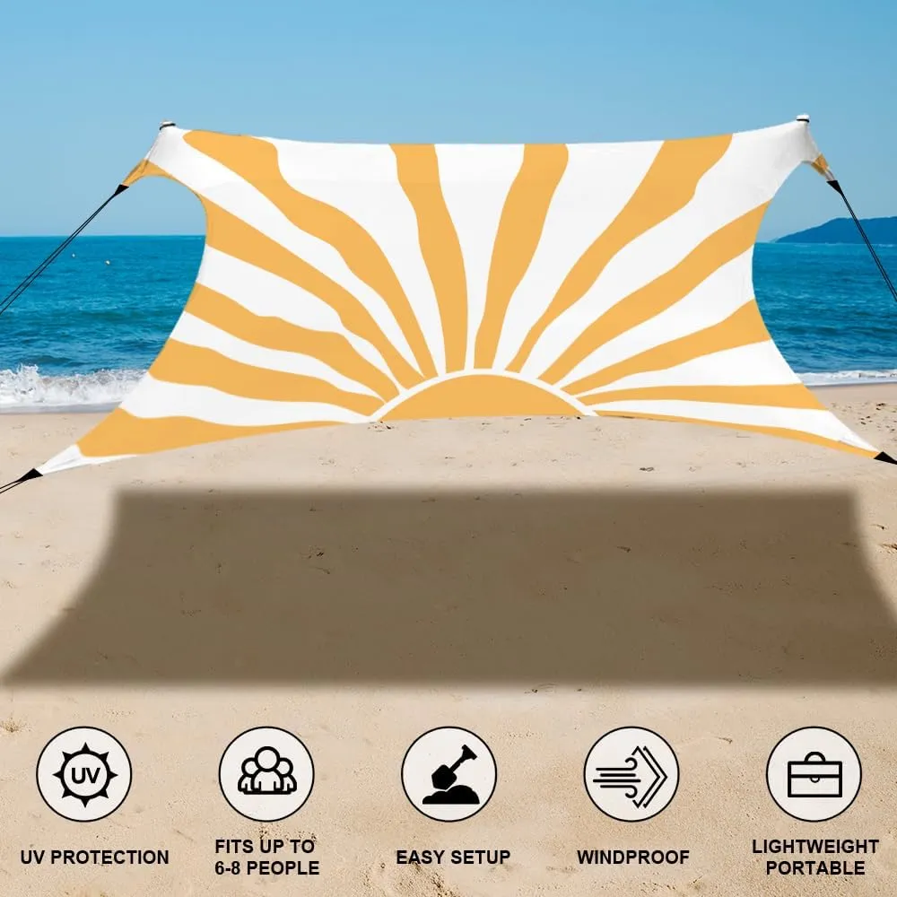 YUKIHOME Beach Tent Sun Shade Canopy Tent, UPF 50  Camping Beach Sun Shelter 7 x 7ft 2 Pole, Lightweight, Easy Set Up and Carry