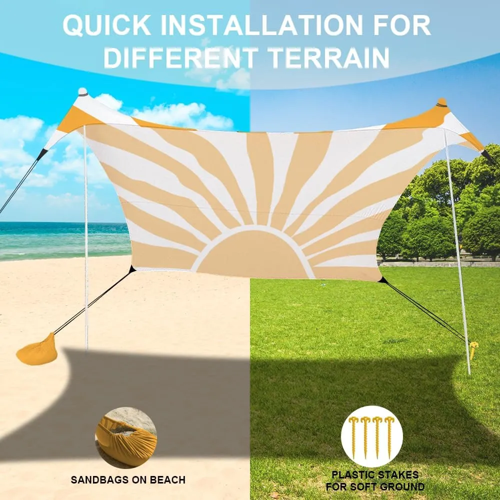 YUKIHOME Beach Tent Sun Shade Canopy Tent, UPF 50  Camping Beach Sun Shelter 7 x 7ft 2 Pole, Lightweight, Easy Set Up and Carry