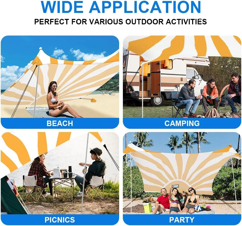 YUKIHOME Beach Tent Sun Shade Canopy Tent, UPF 50  Camping Beach Sun Shelter 7 x 7ft 2 Pole, Lightweight, Easy Set Up and Carry