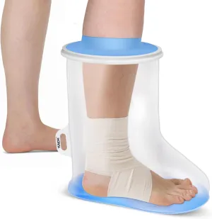 YUNCHI Waterproof Foot Cover for Shower Adults with Non-Slip Bottom, Reusable Watertight Foot Ankle Cast Protector for Foot Surgery Casts Bandages Wounds Dressing