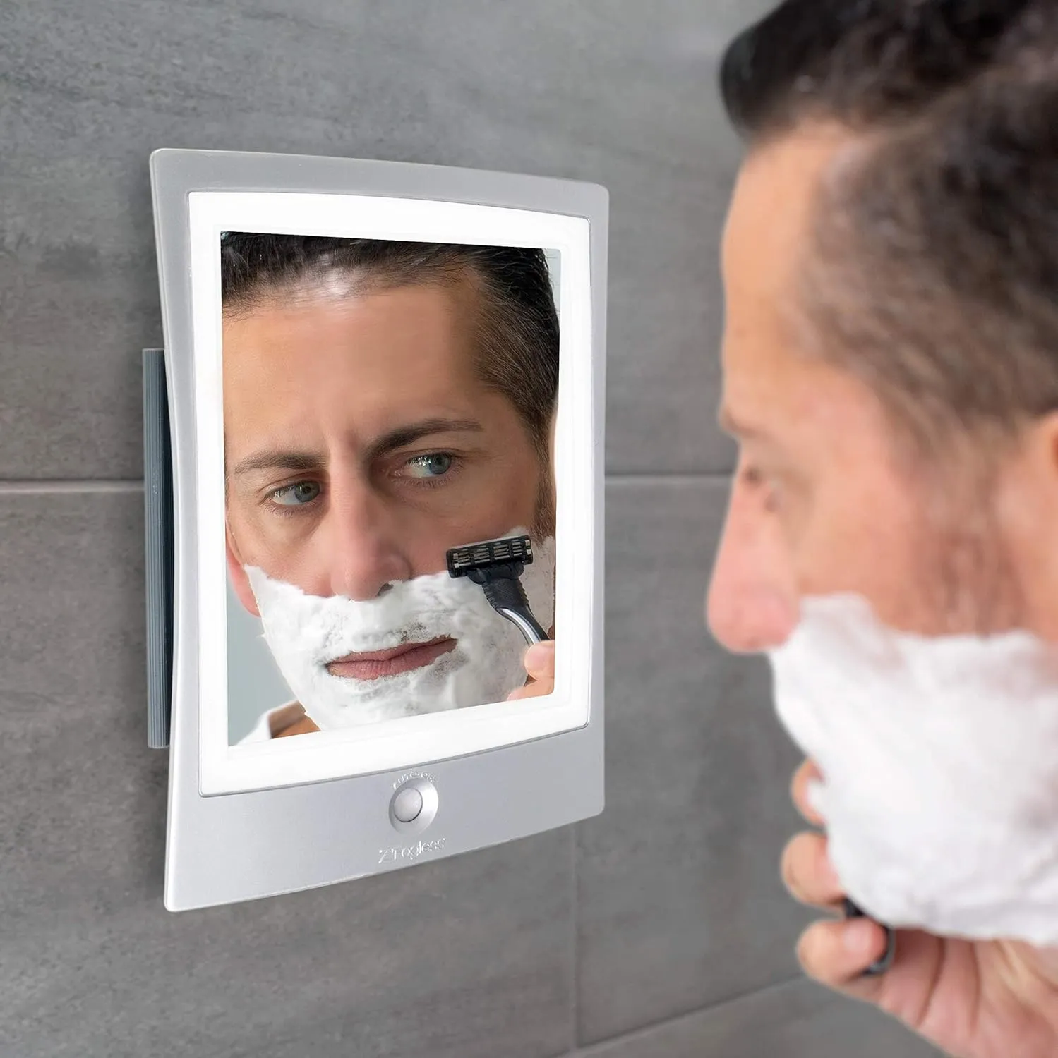 Zadro Products ZWTAR20S Rechargeable LED Lighted Fogless Shower Shaving Mirror, Silver & White