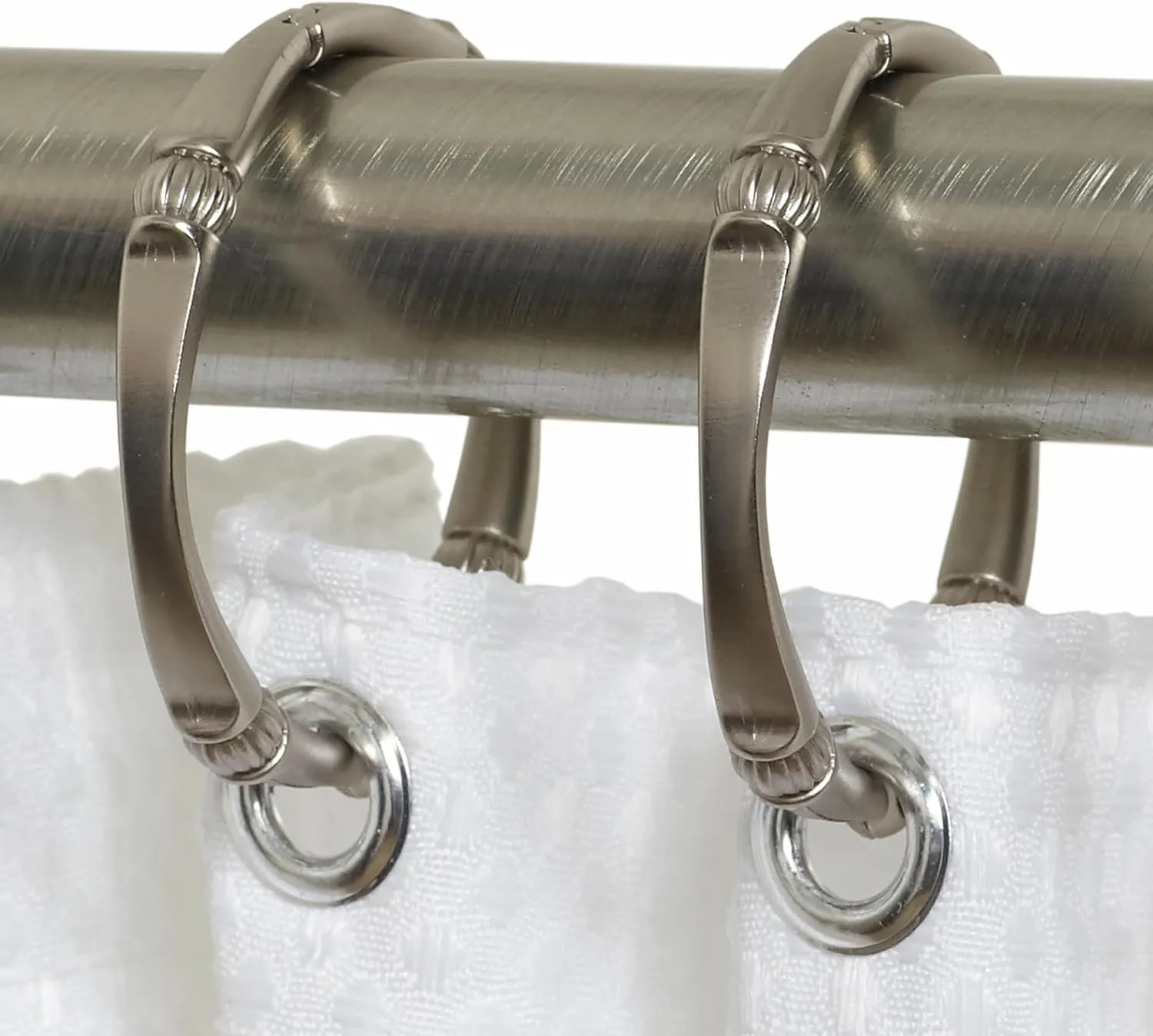 Zenna Home NeverRust Rustproof Decorative Shower Rings, Brushed Nickel – Set of 12, Durable, Smooth-Glide Rings for Shower Curtains and Liners, Elegant and Corrosion-Resistant