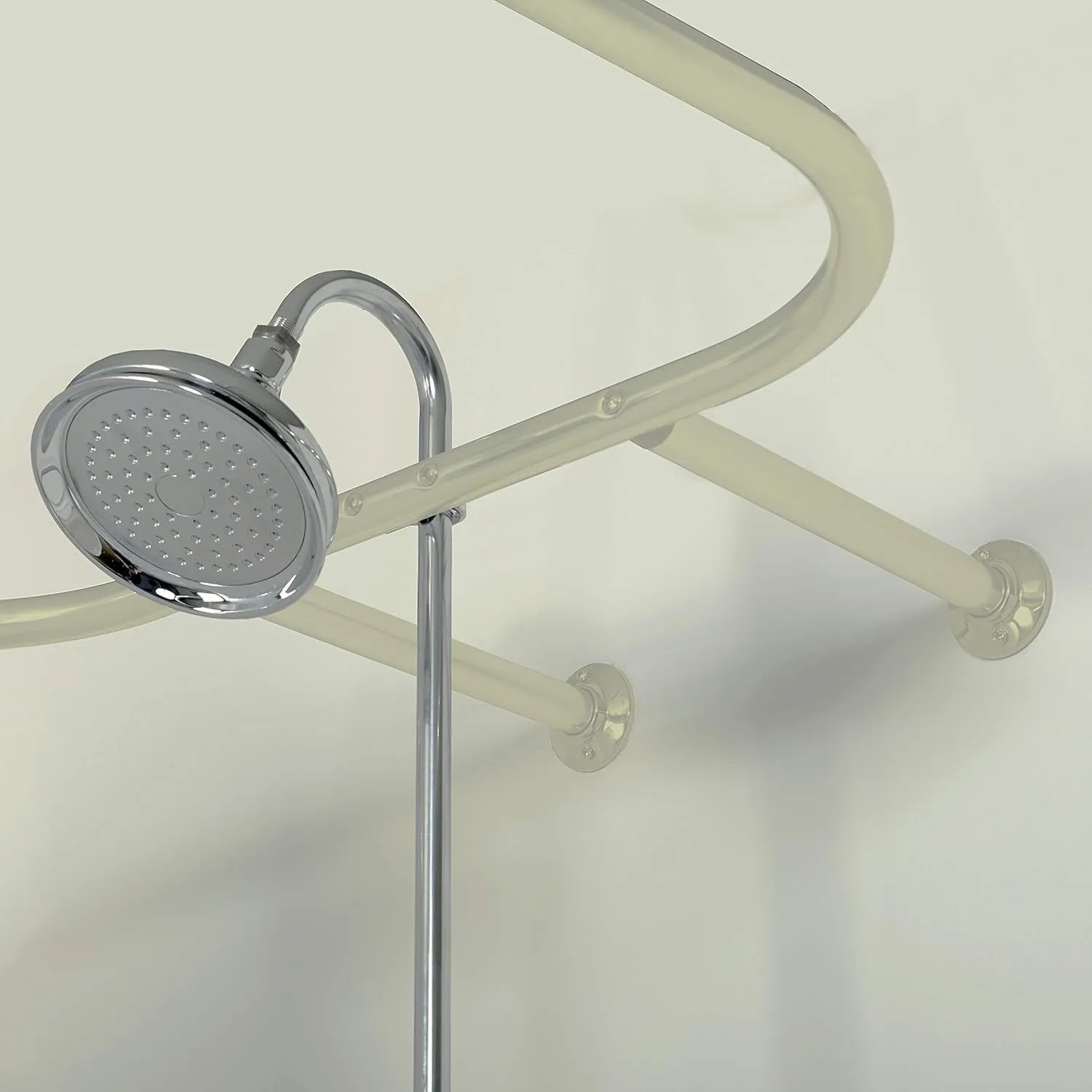 Zenna Home Rustproof Round Shower Curtain Rod for Clawfoot Tub, with Easy Installation, Oval Hoop Shower Curtain Rod, Freestanding Tub Accessories, Fits Areas up to 60 by 28 Inches, Brushed Nickel