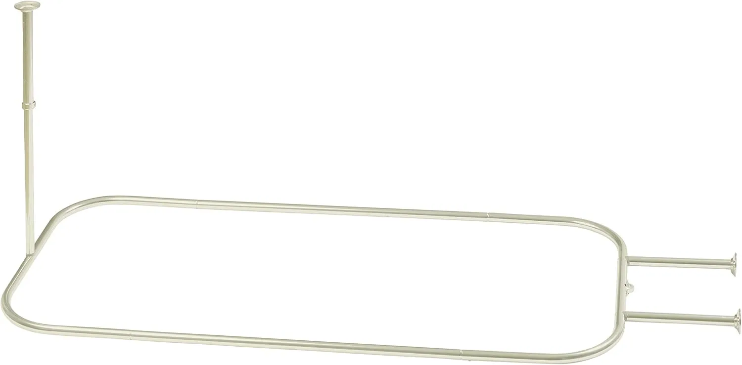 Zenna Home Rustproof Round Shower Curtain Rod for Clawfoot Tub, with Easy Installation, Oval Hoop Shower Curtain Rod, Freestanding Tub Accessories, Fits Areas up to 60 by 28 Inches, Brushed Nickel